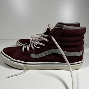 Vans SK8 Hi‎ Burgundy Wine Suede High Top Sneakers 7 Women 8.5 Streetwear Skater